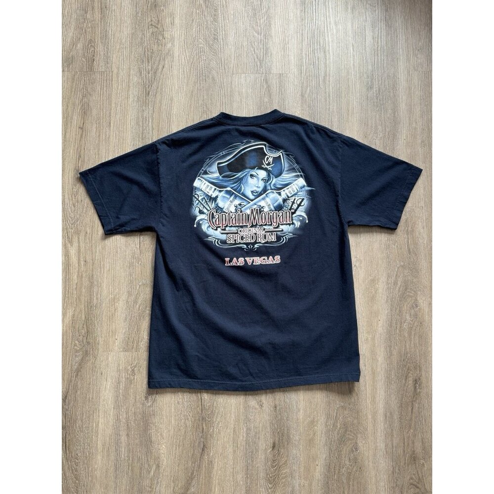 Vintage Y2K Captain Morgan Original Spiced Rum Las Vegas Pirate Art XL Promo